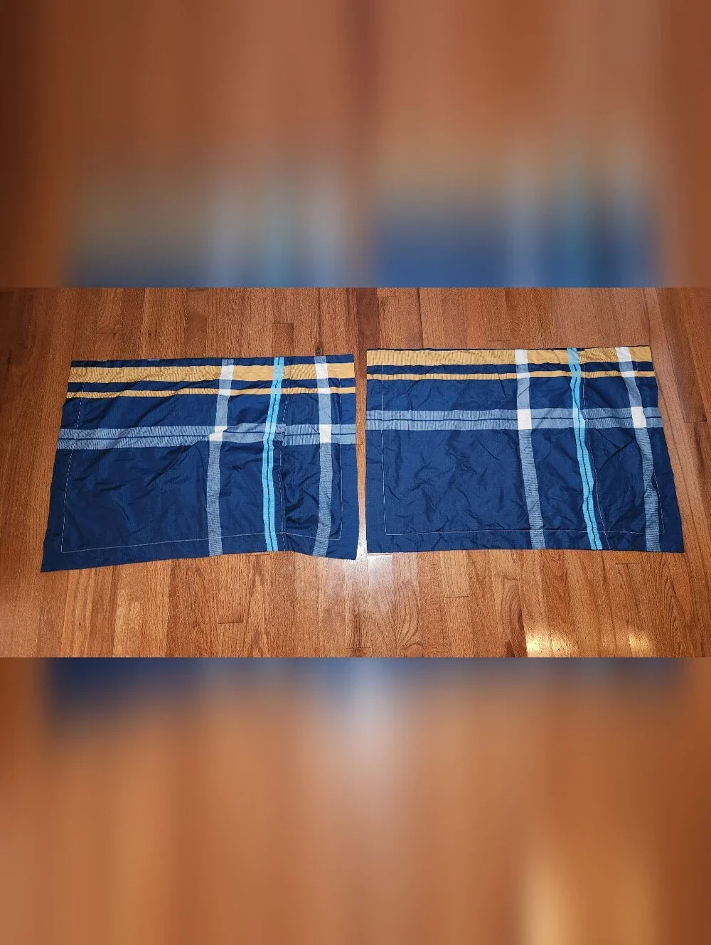 Blue and Gold Striped Home Bedding Set by